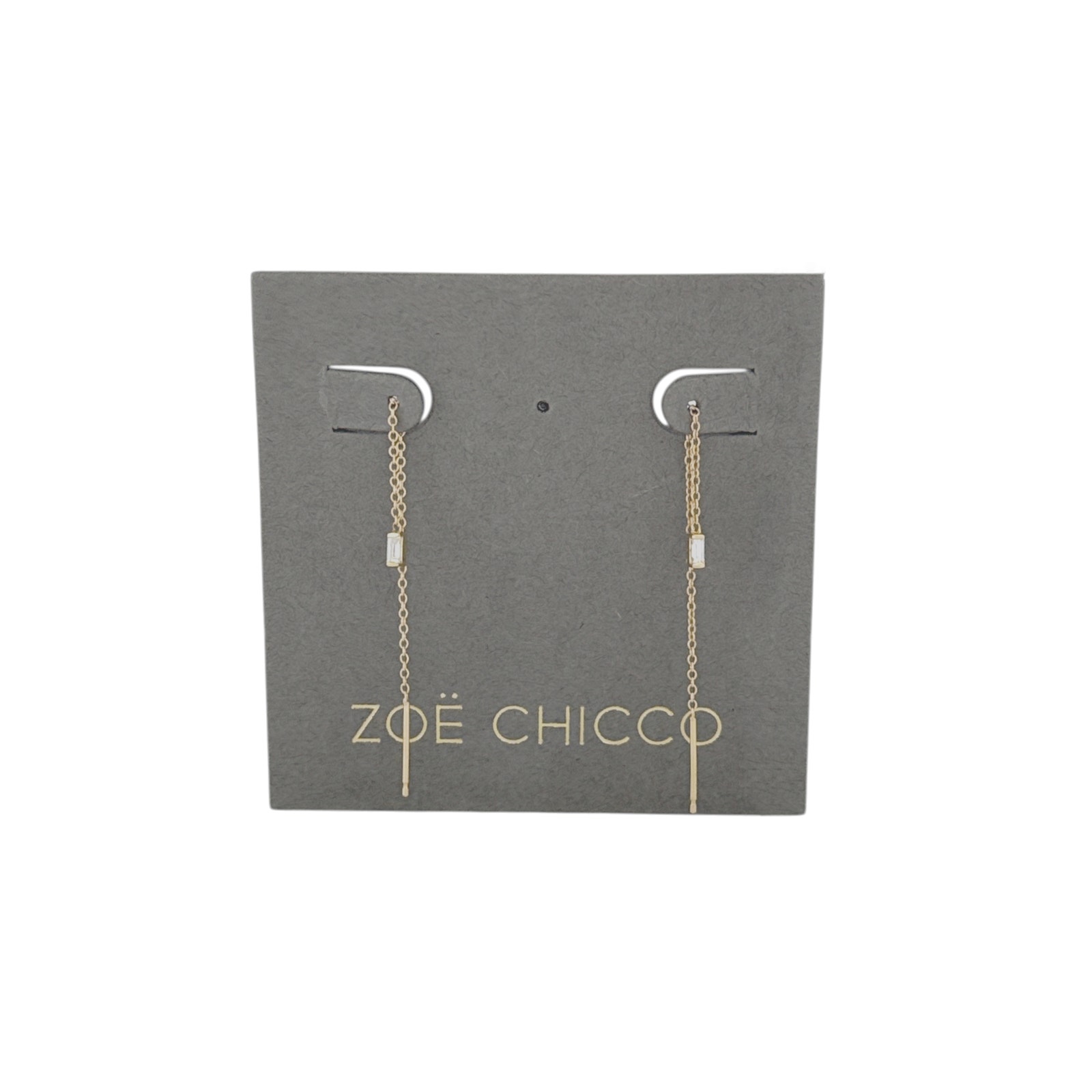 Zoe Chicco 14k Gold Baguette Diamond Loop Threader Earrings Gold — image 4 of 8